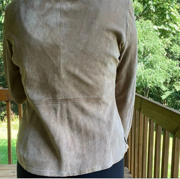 Ecru suede perforated fitted snap bluish gray soft pliable western street wear s - Picture 15 of 16